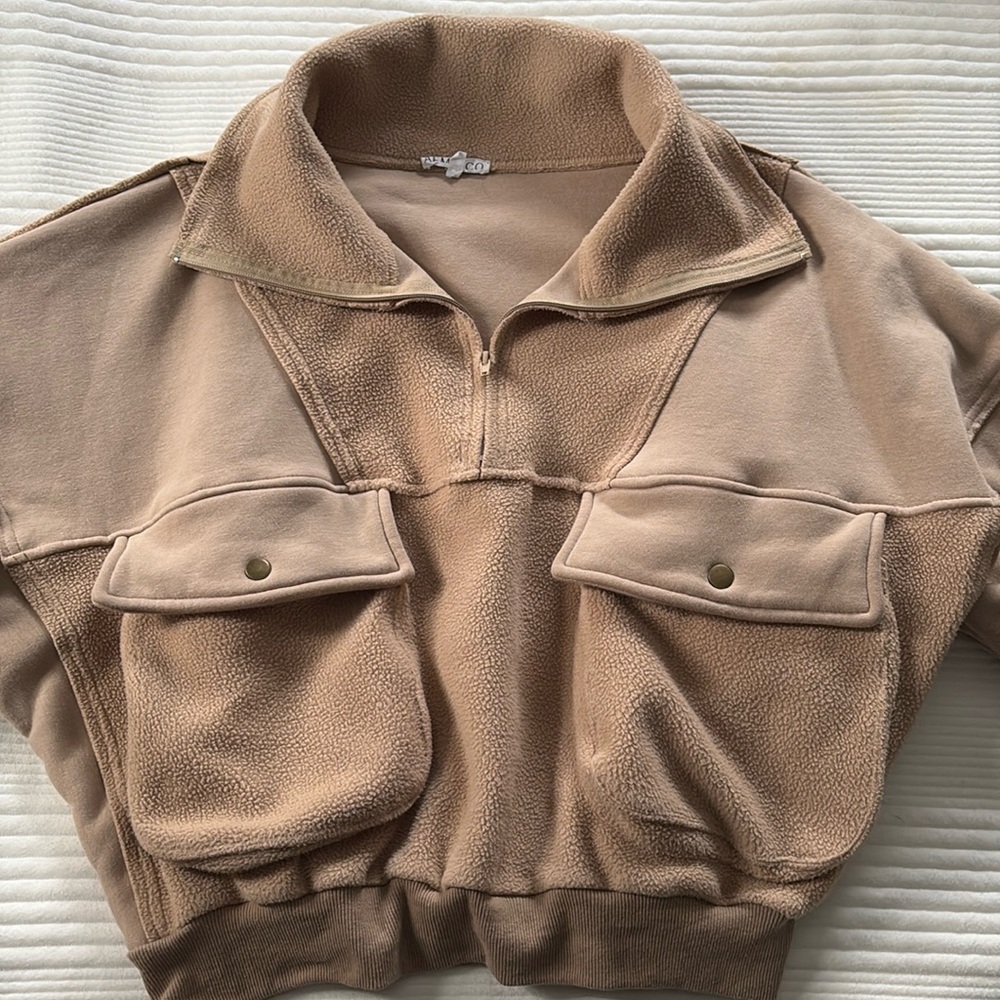Cropped fleece sweater